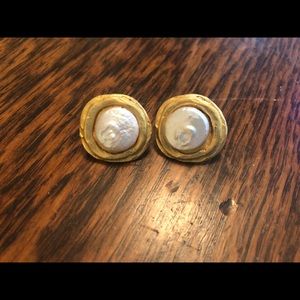 Pearl & Gold Stud Earrings